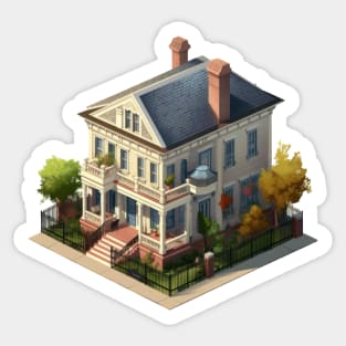 Southern Charleston House Isometric Design Sticker